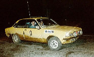 Opel Kadett flying course car on classic road rally